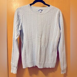 Izod Long Sleeve Baby Blue Cotton Cable Knit Pullover Sweater
